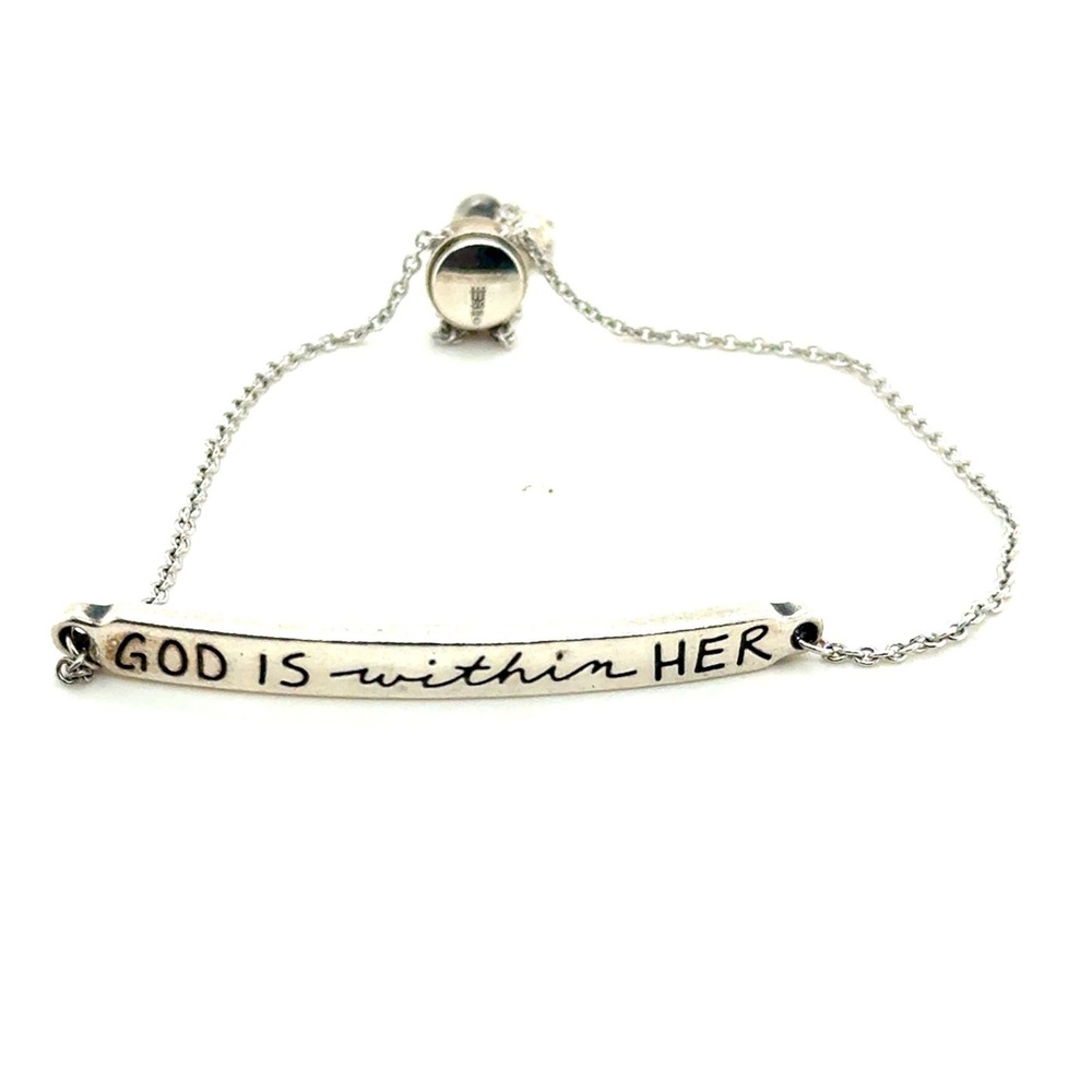 James Avery Sterling Silver God Is Within Her Psalm 46:5 Adjustable Bar Bracelet